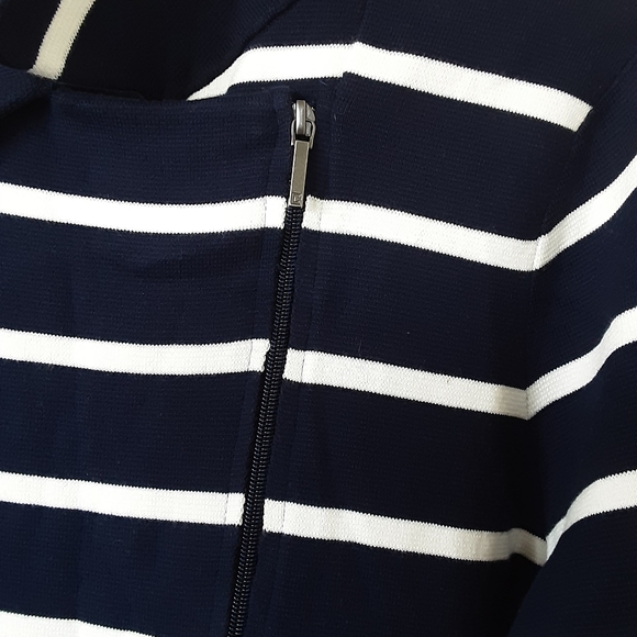 Chaps Navy and Ivory Zip Up Collared Sweater Cardigan XL - Picture 8 of 8